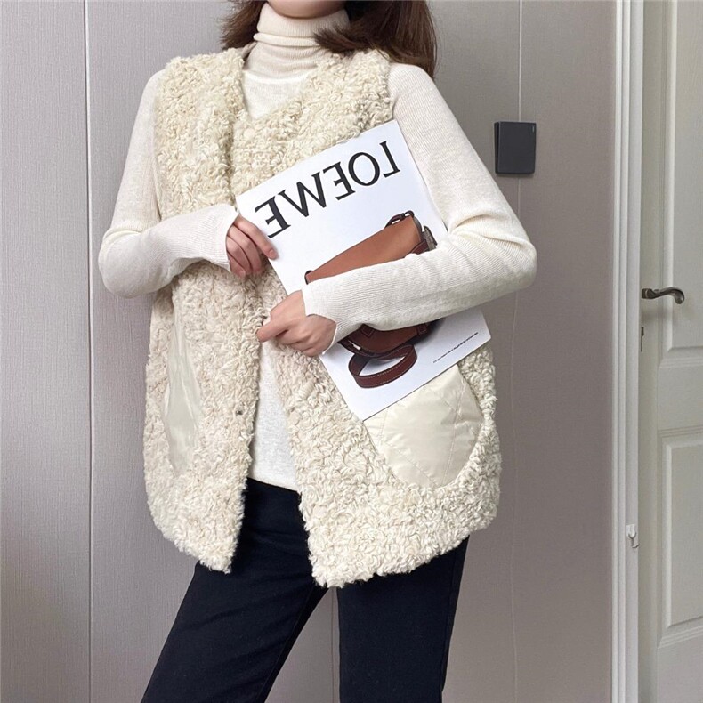 皮毛拼羽绒马甲，女装马甲，戈朴