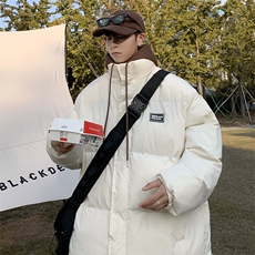 冬季假两件衣男美式复古潮牌ins宽松连帽服外套W6498-P85，男装棉衣，星座512-3