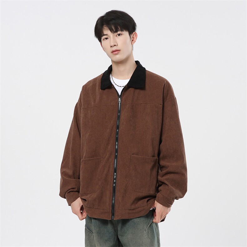 潮流休闲大码宽松情侣灯芯绒平绒拼色夹克J7198-P47【特价】,男装夹克,电商A007