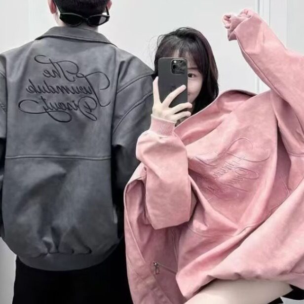 情侣装秋冬2025新款刺绣麂皮绒棒球服夹克男女百搭高级感小众外套,男装夹克,星座1210-1