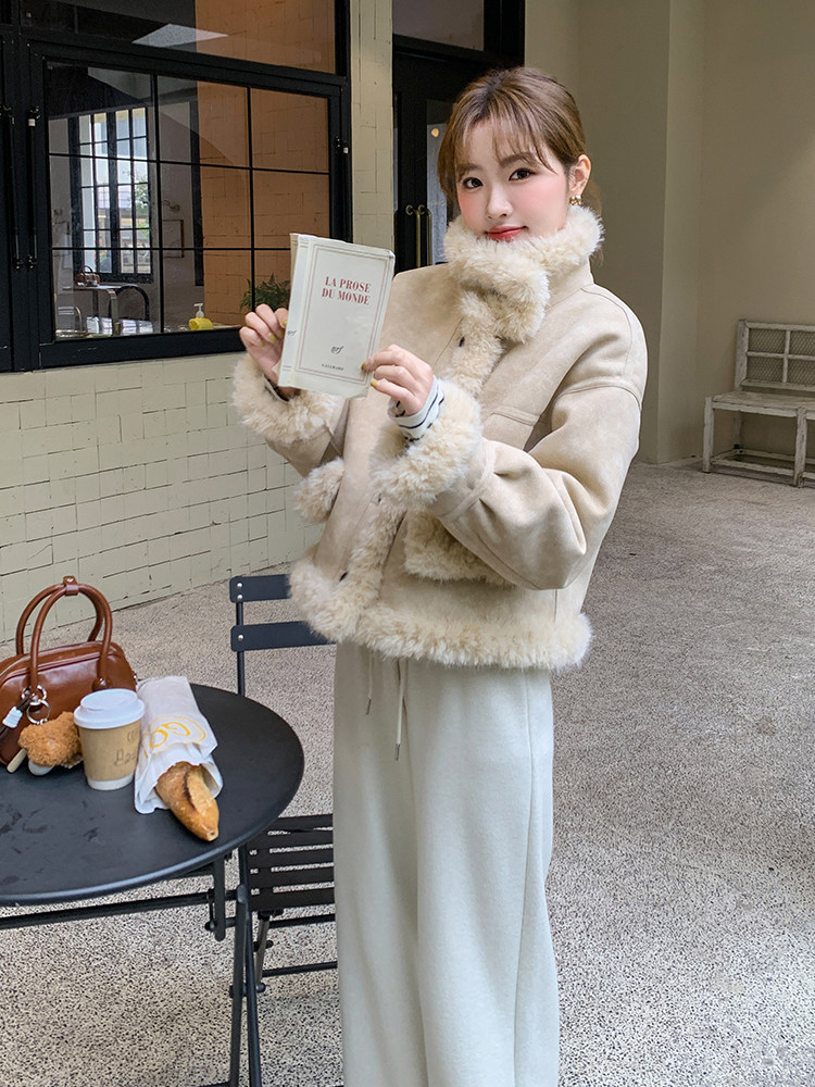 2025现货主推皮毛一体两面穿210-6396-185-K268,女装羊羔毛/颗粒绒,韩蜜菓
