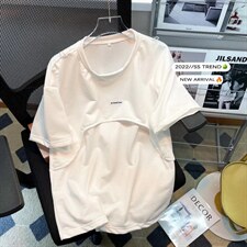 2023新款夏短袖t恤男假两件宽松圆领打底学生半袖带项链GT06P26图片