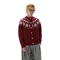 重磅秋冬装北极绒开衫毛衣美式复古休闲圣诞慵懒风提花针织衫外套，男装针织衫/毛衣，电商A486