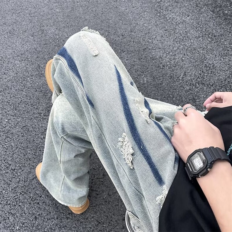 青春流行ins男直筒水洗牛仔裤P45,男装牛仔裤,星座1116-2