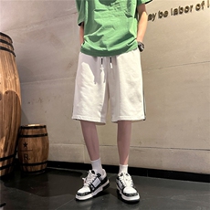 D2038-P25-控48短裤cleanfit男夏季新款大码条纹vibe拼接短裤，男装牛仔裤，星座103A-1