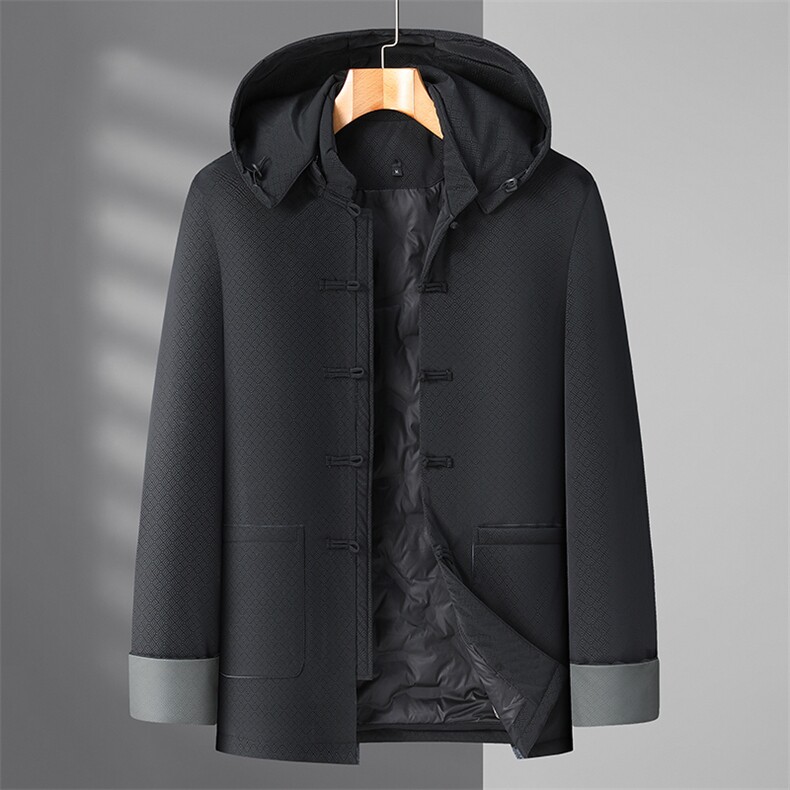 冬季风可脱卸帽加厚90%白鸭绒保暖唐装羽绒服 CF939-P255图片