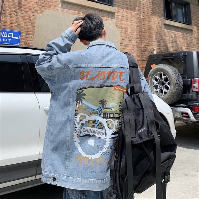 水洗牛仔外套男款春季痞帅上衣服大码宽松休闲工装夹克JK1018-P68,男装夹克,星座1103-3