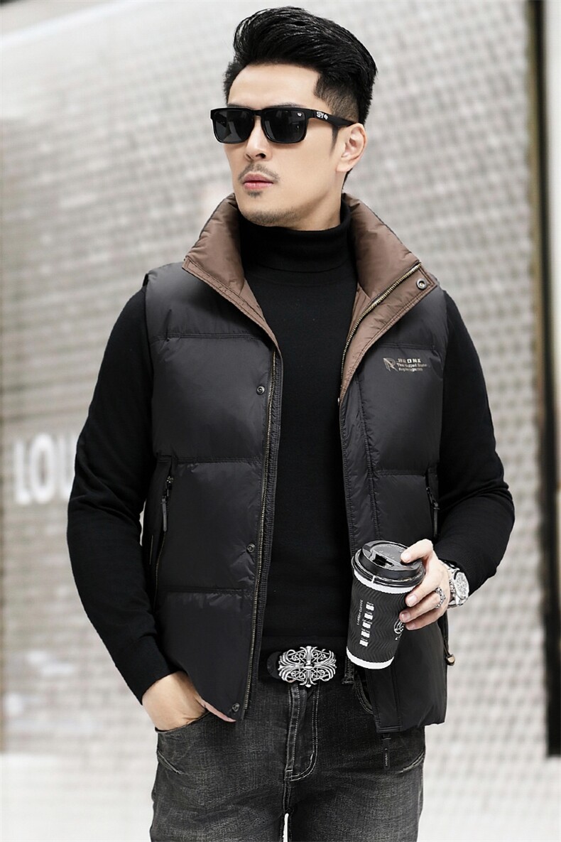 B89277钱塘2020-3冬季厚款时尚休闲中年长款男士羽绒服马甲P195,男装羽绒服,钱塘207-3