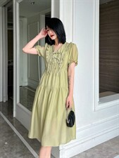 盘扣连衣裙，，女装连衣裙，红雀纺