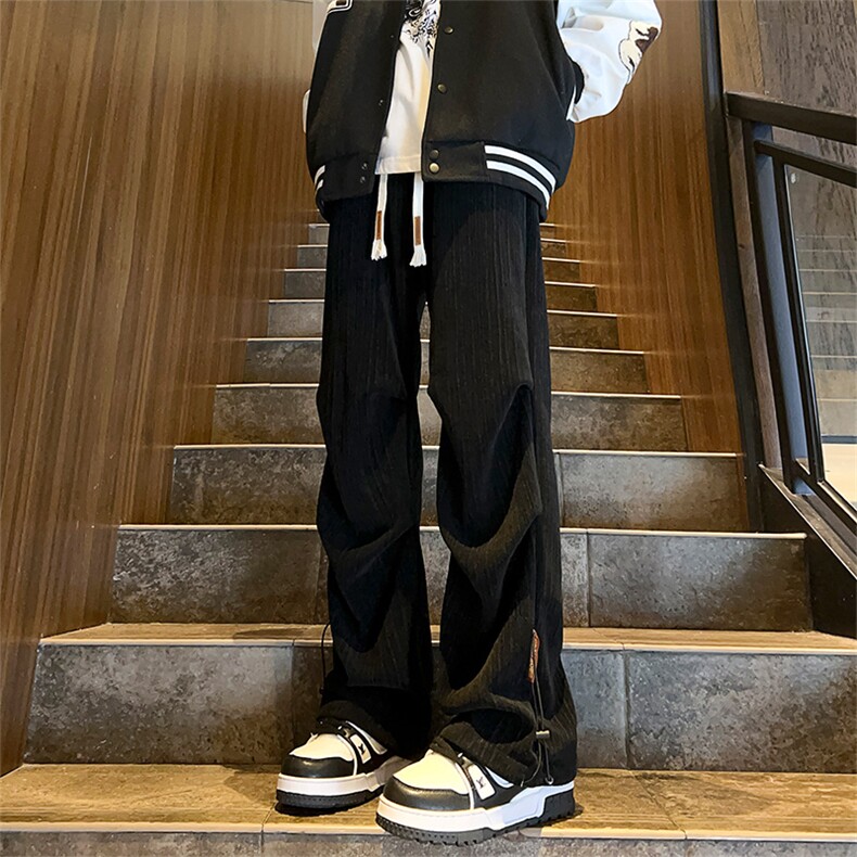 Q2194-TP60控价88 港风新款休闲保暖长裤男潮牌直筒宽松加厚裤子图片