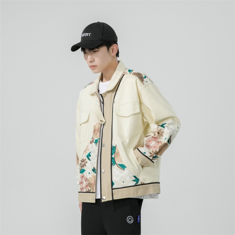 潮工装水洗固色剌绣牛仔夹克外套,男装夹克,电商A011（原4039）