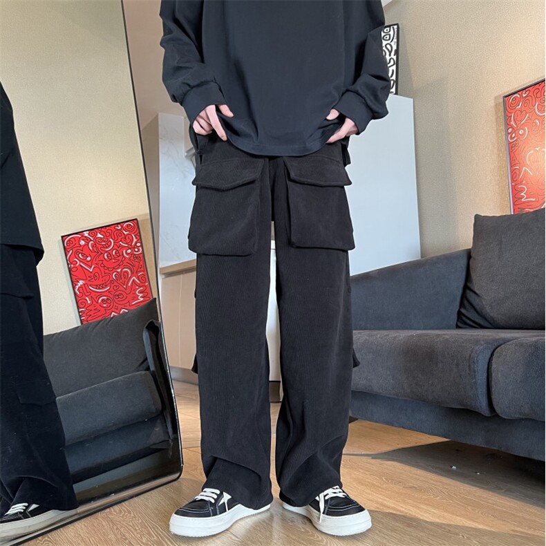 A450-XZ129-P88控138灯芯绒裤子多口袋工装裤直筒宽松,男装休闲裤,电商A450
