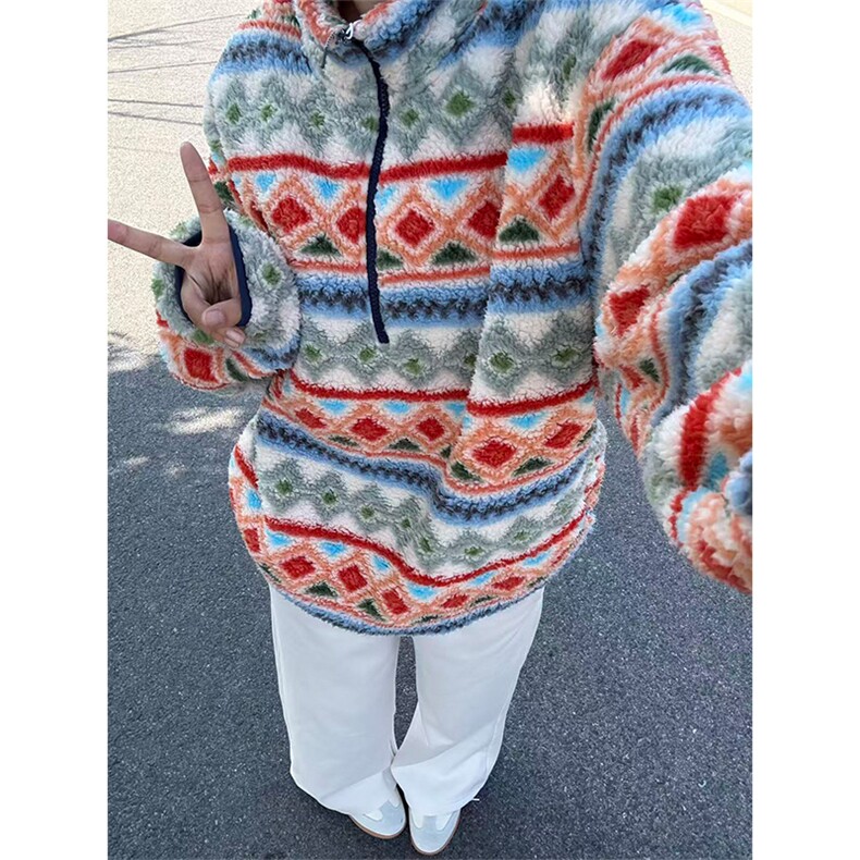 高品户外情侣费尔岛半拉链抓绒衣摇粒绒保暖卫衣男女A1266-P78,男装棉衣,星座1505