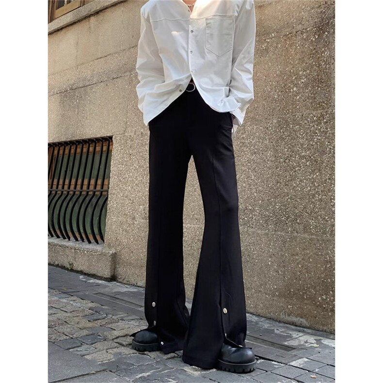 现货~夏季微喇西裤男排口开叉cleanfit宽松休闲冰丝裤K318-特P48，男装西裤，星座1004-3