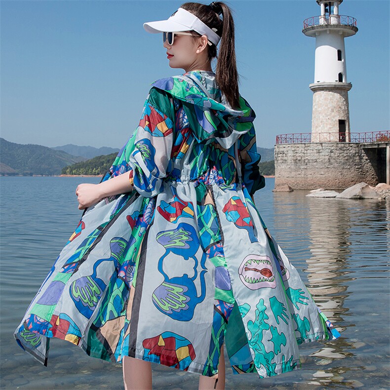 2025夏季新款防嗮衣长款连帽RF2C290-8807#-P85-K138，女装防晒衣，蝶眷