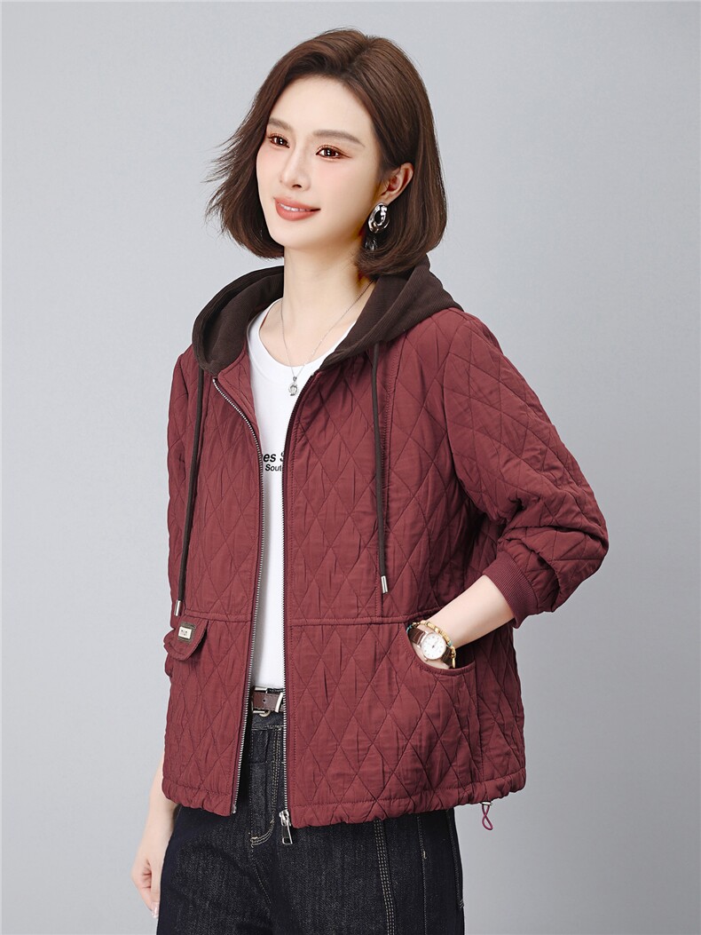 长期现货2026春秋装新款韩版时尚夹棉宽松连帽休闲棉服连帽外套女,女装短外套,璐依舞