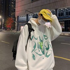 2025秋新款潮流印花连帽宽松休闲套头情侣卫衣B266-WY-220-P50，男装卫衣，星座B257-1