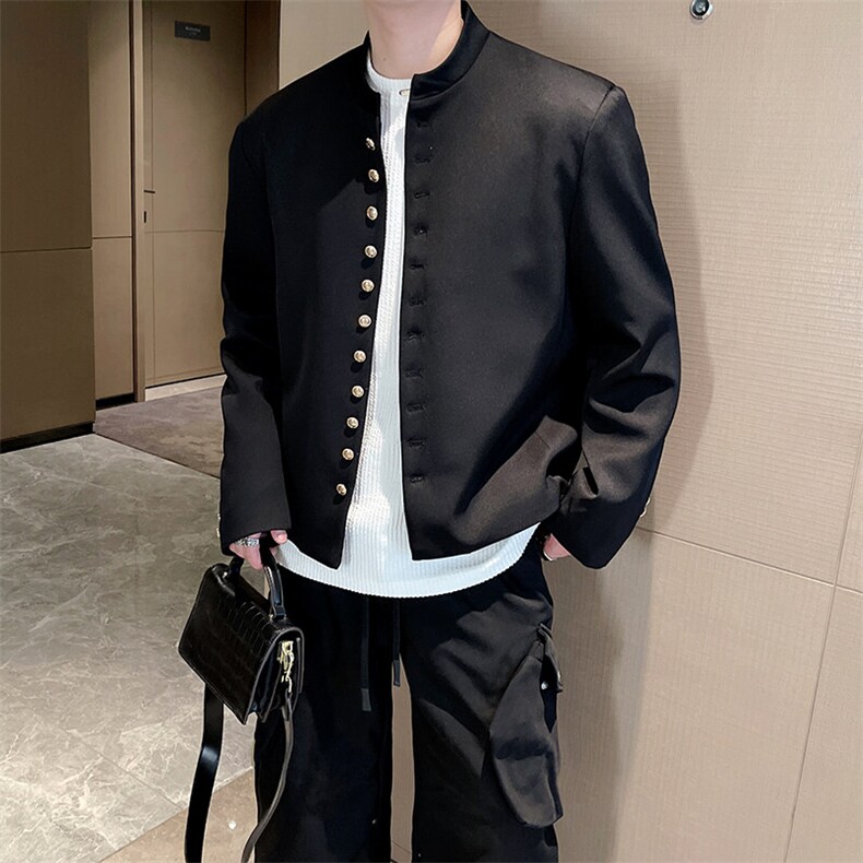 春装红时尚小香风中式立领西服外套男高级金扣夹克0088P115,男装夹克,电商B267