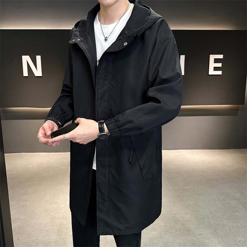 高品质原创秋季中长款连帽休闲宽松风衣XZ402-2-P115控158-FY022图片