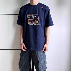万针全刺绣工艺高品质260克双纱纯棉美式高街短袖T恤特P33，男装T恤，电商A486