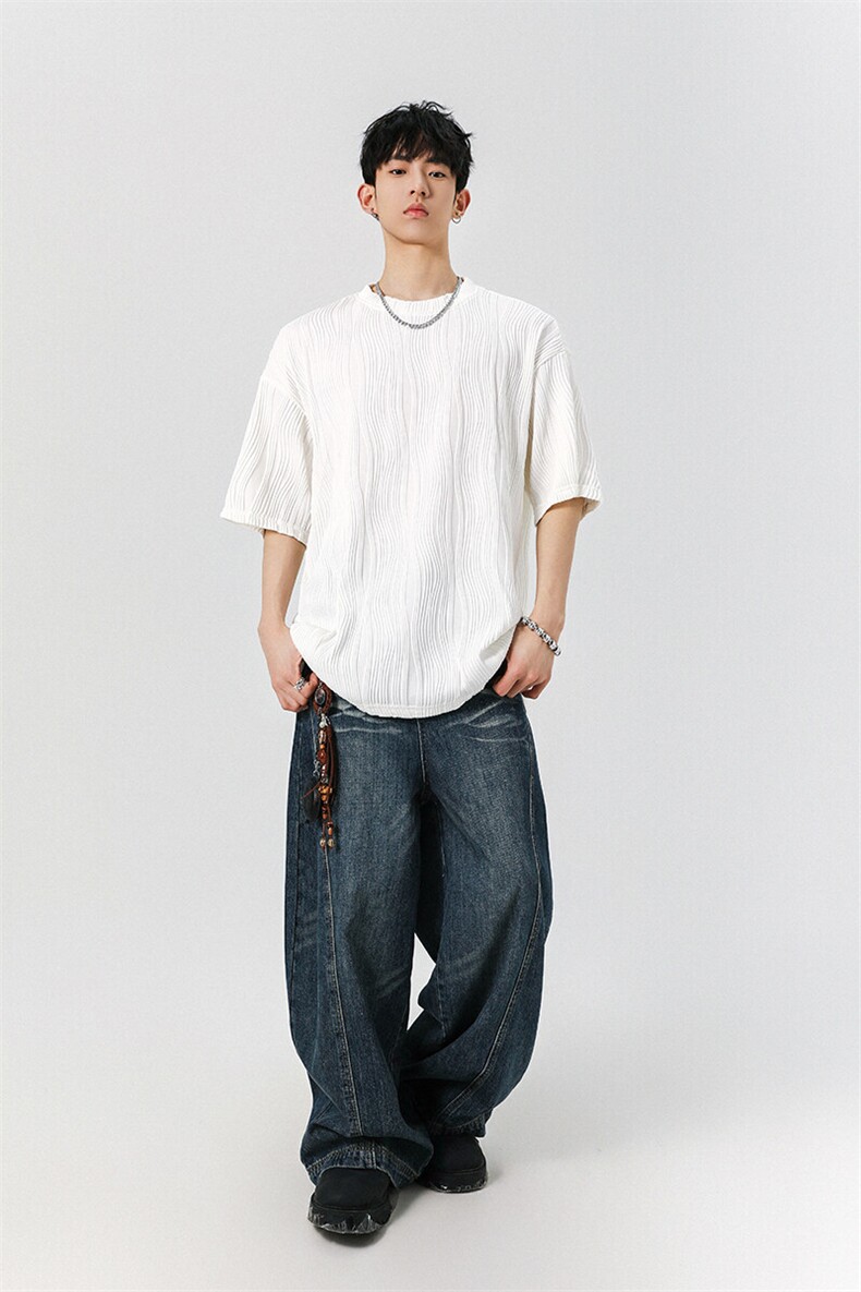 8XL-M特大码夏季短袖冰丝皱感透气T恤男潮垂感宽松半袖DX305P45,男装T恤,电商D206-1