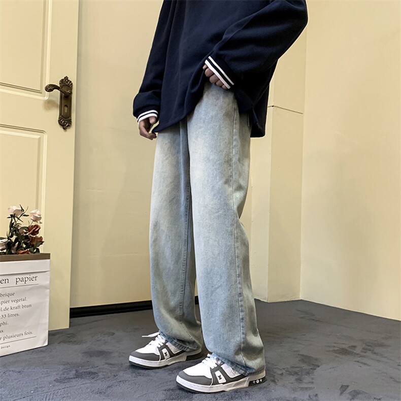 美式复古牛仔裤男秋季宽松潮牌ins高街vibe拖地裤子N08821-P43图片