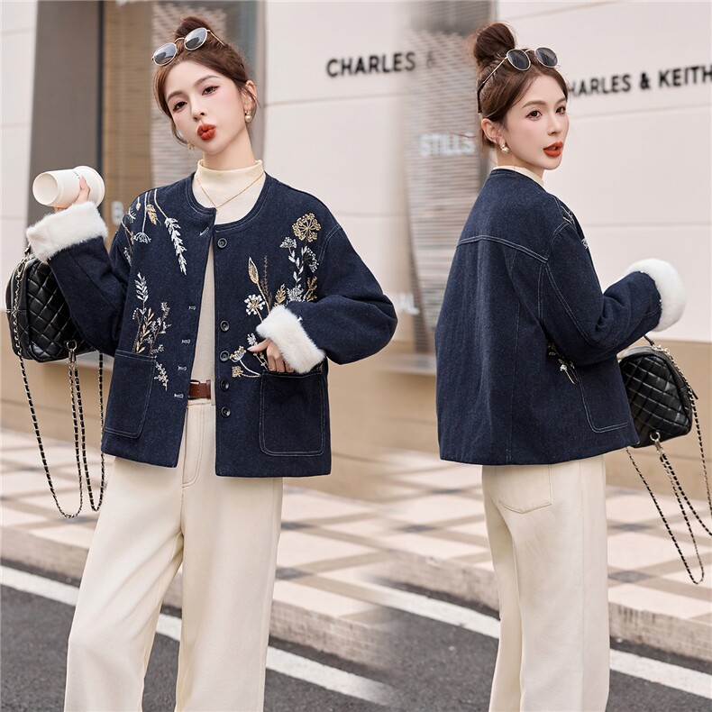 现货主推2025年冬季新款國风羽绒服外套女,女装羽绒服,曼娅璐
