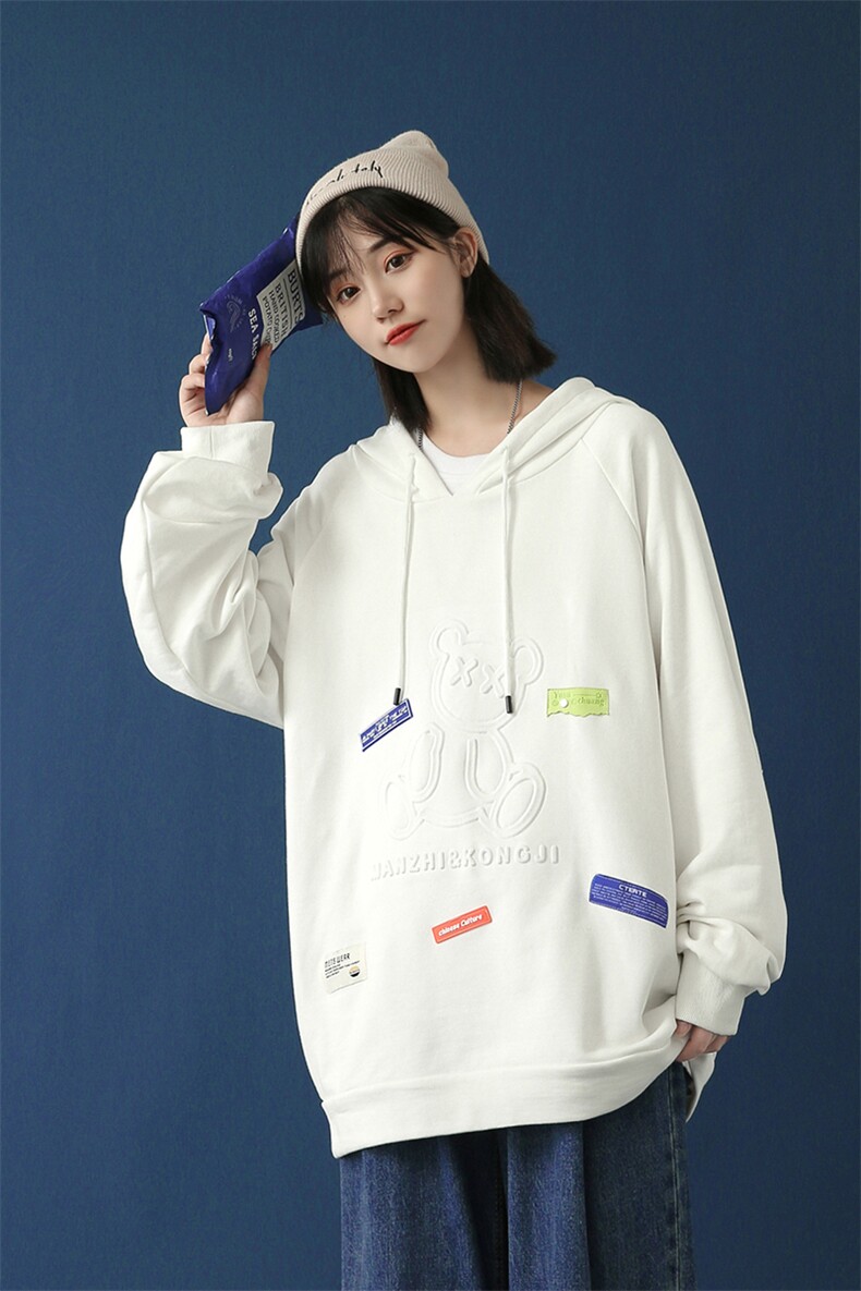 7XL-M2023秋季新款慵懒连帽卫衣男女无性别中性风上衣加肥加大码，男装卫衣，钱塘717(原712)