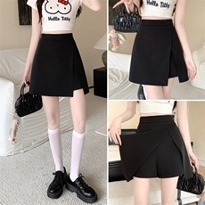 小心机开叉a字包臀裙女2025夏季新品韩版防走光黑色百搭短裙，女装半身裙，梦白服饰厂