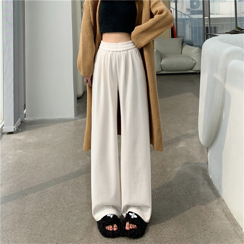 欧棉绒阔腿裤女秋冬2024新款雪尼尔垂感拖地休闲冬季宽松裤子,女装休闲裤,梦白服饰厂
