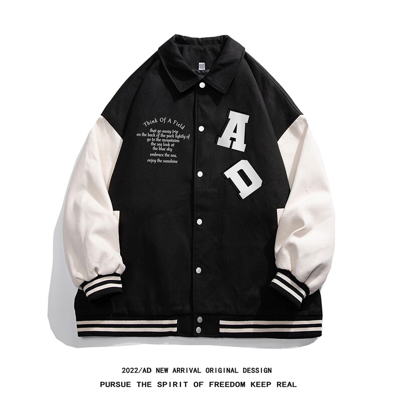 白底23春季新款美式西海岸印花翻领棒球服夹克外套G604P85控108,男装夹克,电商A247-1