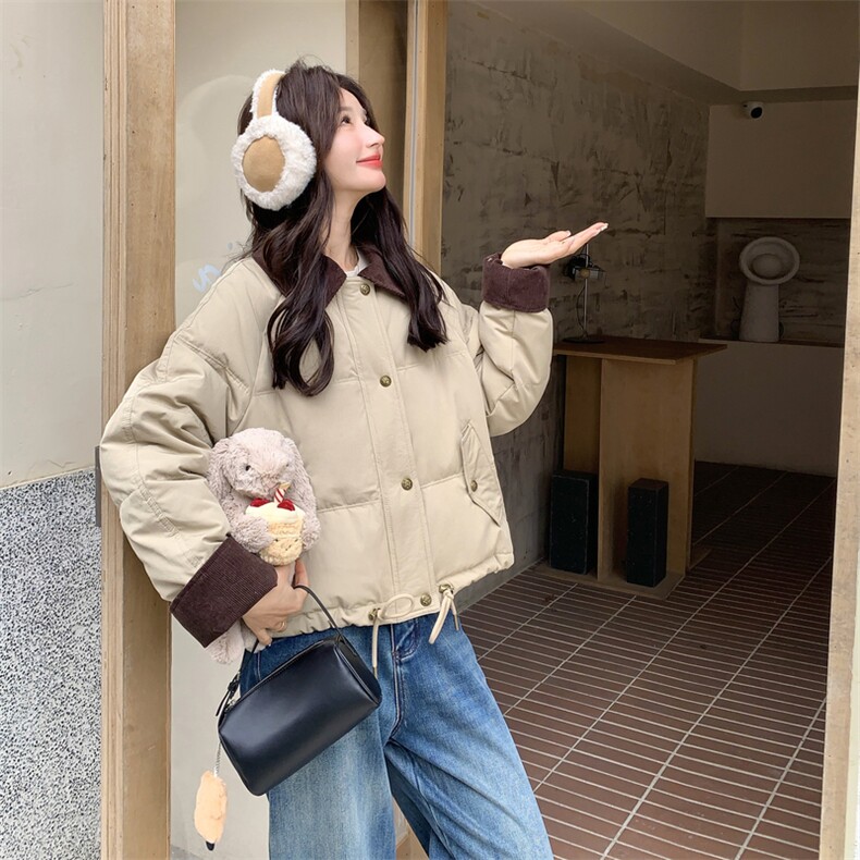 xian货灯芯绒撞色拼接50羽绒服2C090-9024-P235-K358,女装羽绒服,2C090
