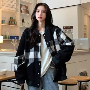 美式拼接刺绣棒球服春秋季新款百搭学生韩版宽松外套女ins图片