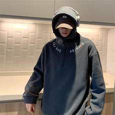 冬季加绒高领半截拉链卫衣男潮流摇粒绒卫衣长袖A668P50，男装卫衣，星座210-1