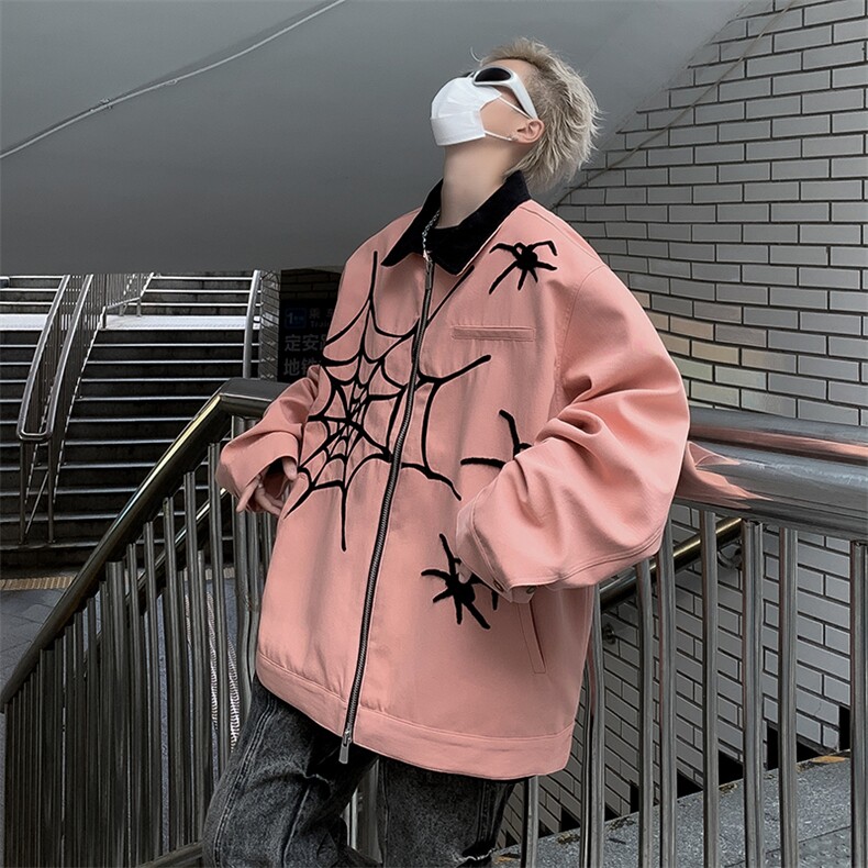 潮美式蜘蛛全刺绣外套男秋潮牌夹克情侣棒球服i上衣JK0835-P65,男装夹克,星座308B-2