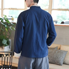 春夏风棉麻长袖衬衫男复古唐装衬衣外套F89-P70可定制团购，男装衬衫，星座313B-4（原星座309A-1）