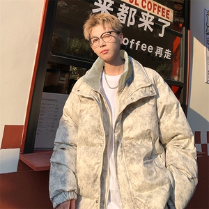 假两件双拉链PU立领棉衣加厚棉袄子美式复古面包服外套 M918-P125图片