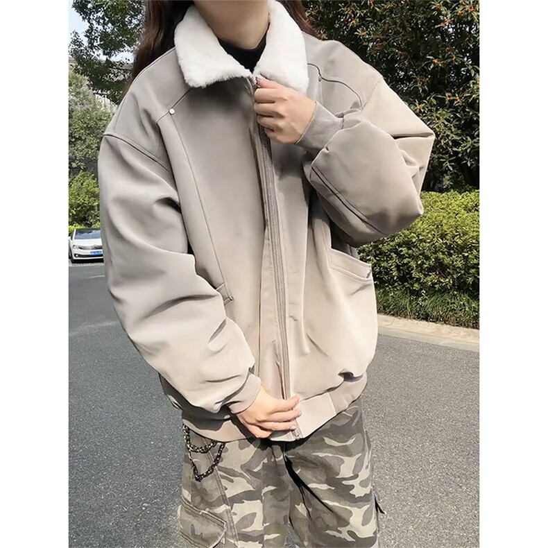 现货冬季美拉德毛领雾面PU皮棉服加绒加厚保暖百搭设计款情侣棉衣,男装棉衣,电商A443