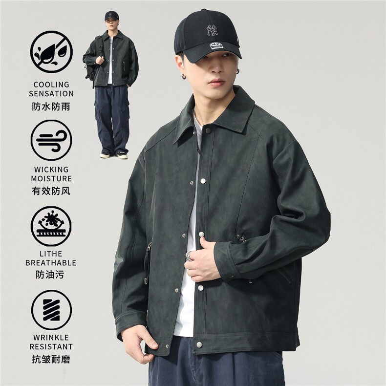 【限价269】美式街头皮衣夹克男春季新款美拉德工装外套潮牌夹克，男装皮衣，电商D215