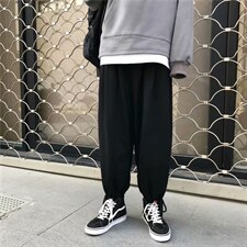 韩版潮流宽松学生坠感阔腿ins帅气哈伦裤抽绳运动裤卫裤K17-P35，男装休闲裤，星座1008-1