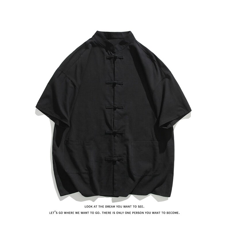 新中式盘扣夏季复古大码休闲男半袖短袖衬衫DC2181-P37【特价】,男装T恤,电商A007