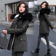 棉衣女中长款大毛领2020年冬新款韩版宽松加厚外套棉袄羽绒棉服潮，女装棉衣/棉服，依恋蒂丝