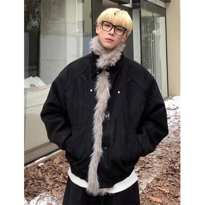 冬季复古做旧座山雕加厚棉服男女宽松解构磨毛毛领外套MW899,男装棉衣,星座1116A（原606A-3）