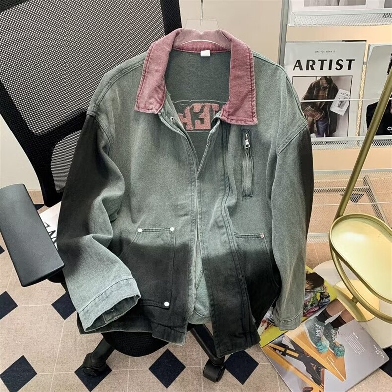 高品质潮流款男士春秋刺绣牛仔夹克渐染工艺美式高街复古工艺,男装夹克,星座1013