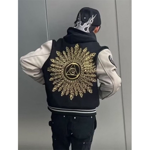 复古潮牌光明之眼刺绣棒球服男女秋冬情侣加厚夹克外套 JM402图片