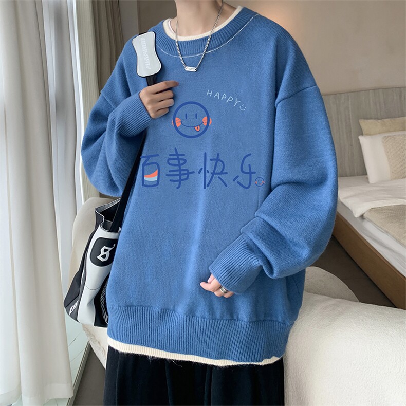 控78假两件毛衣男大码加绒针织衫男毛线衣M80183-P55加绒P70,男装针织衫/毛衣,电商A040