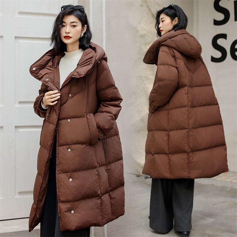 现货现货现货24冬季新款90白鸭绒长款直筒型羽绒服图片
