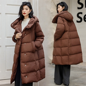 现货现货现货24冬季新款90白鸭绒长款直筒型羽绒服图片