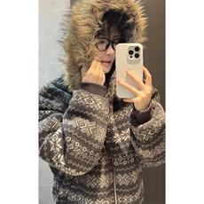 连帽棉衣夹棉潮保暖复古毛绒外套男女DZ54131-TP85168，男装棉衣，电商A102