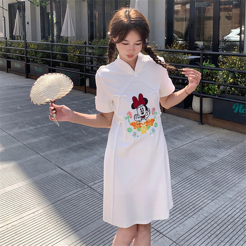 现货新中式现绣改良旗袍连衣裙2C081-T102P115K165,女装连衣裙,2C081